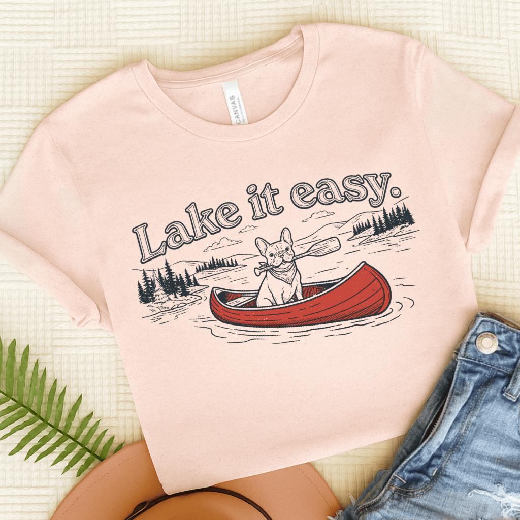 French Bulldog Lake It Easy Unisex TShirt Soft Pink