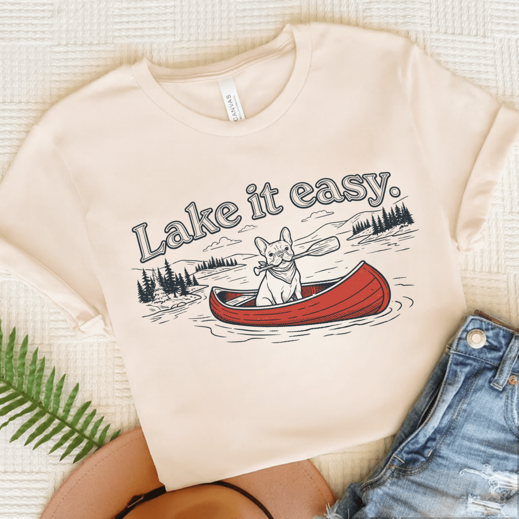 French Bulldog Lake It Easy Unisex TShirt Natural
