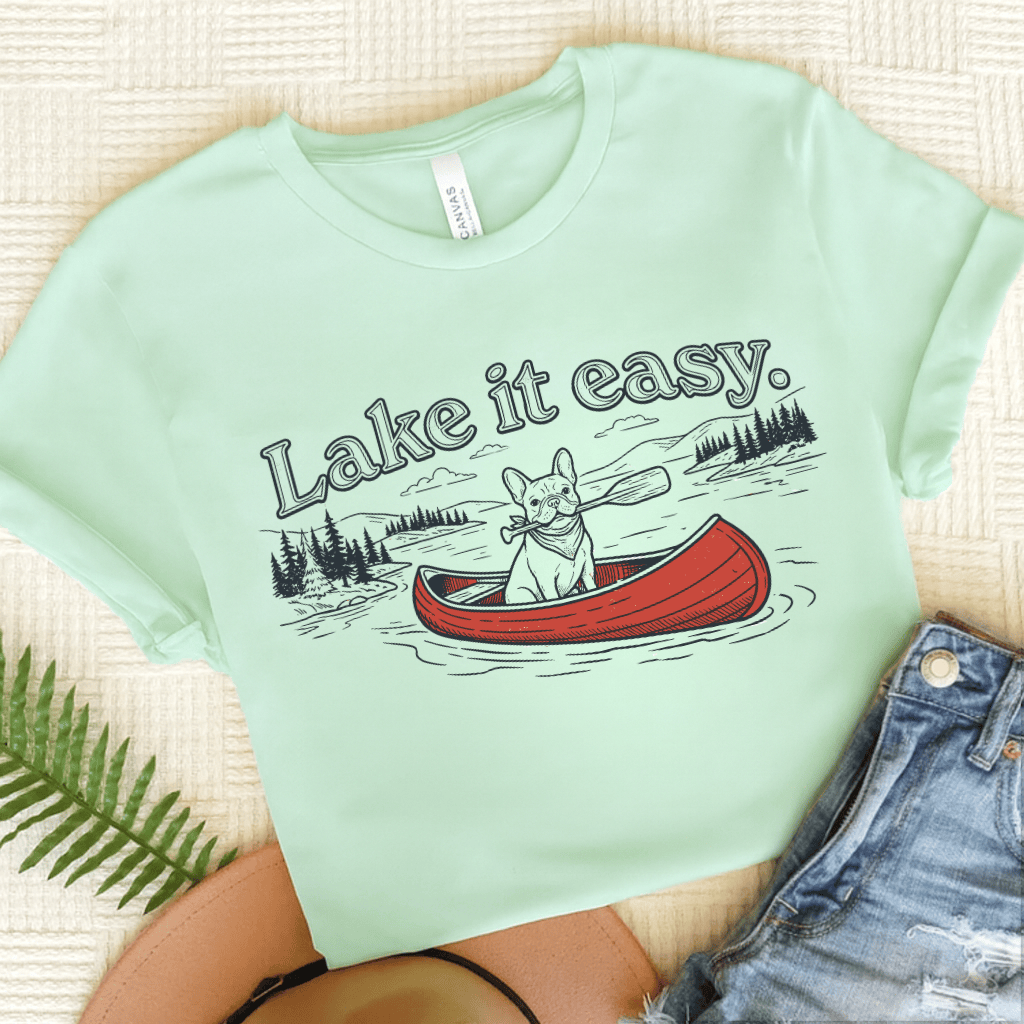 French Bulldog Lake It Easy Unisex TShirt Heather Mint