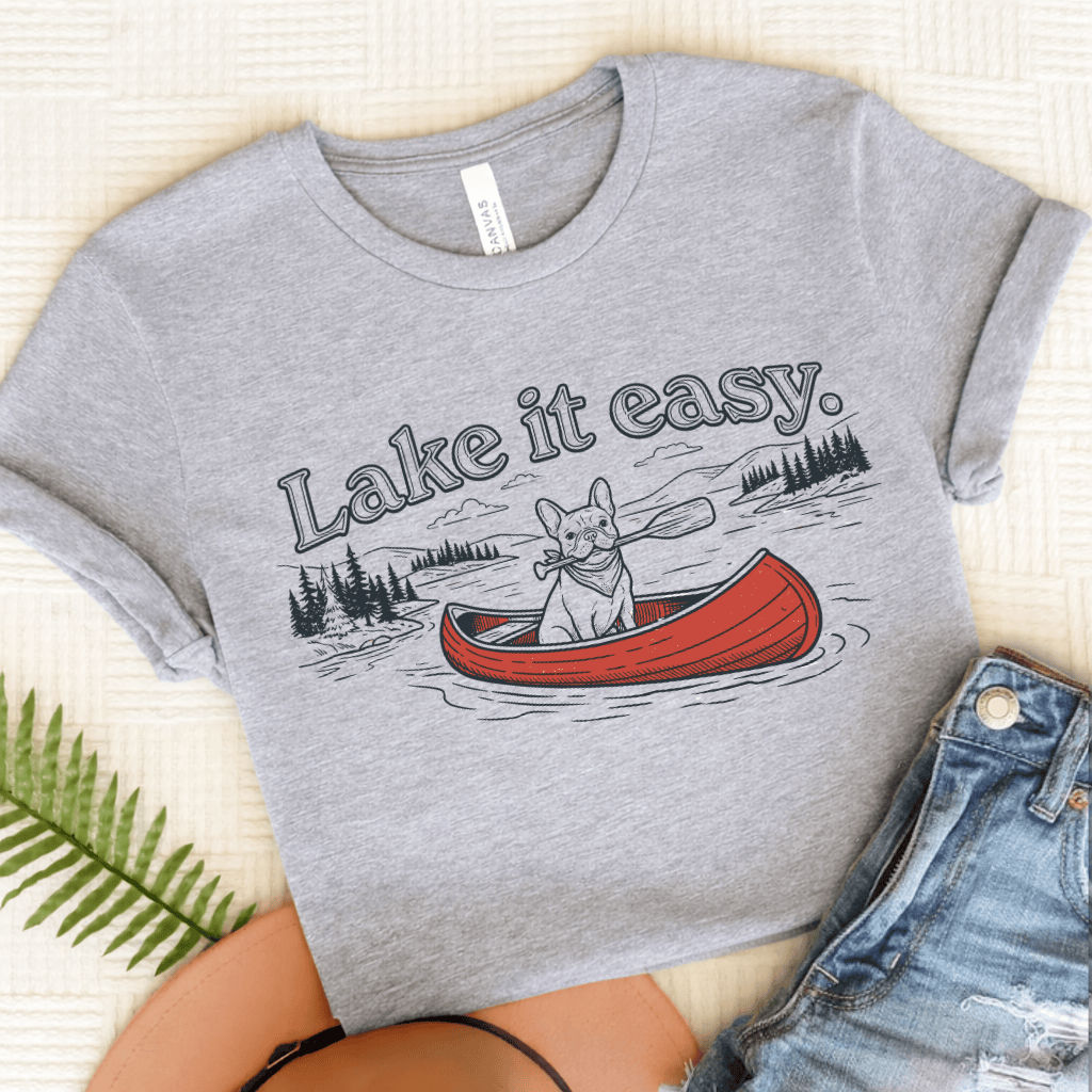 French Bulldog Lake It Easy Unisex TShirt Athletic Heather