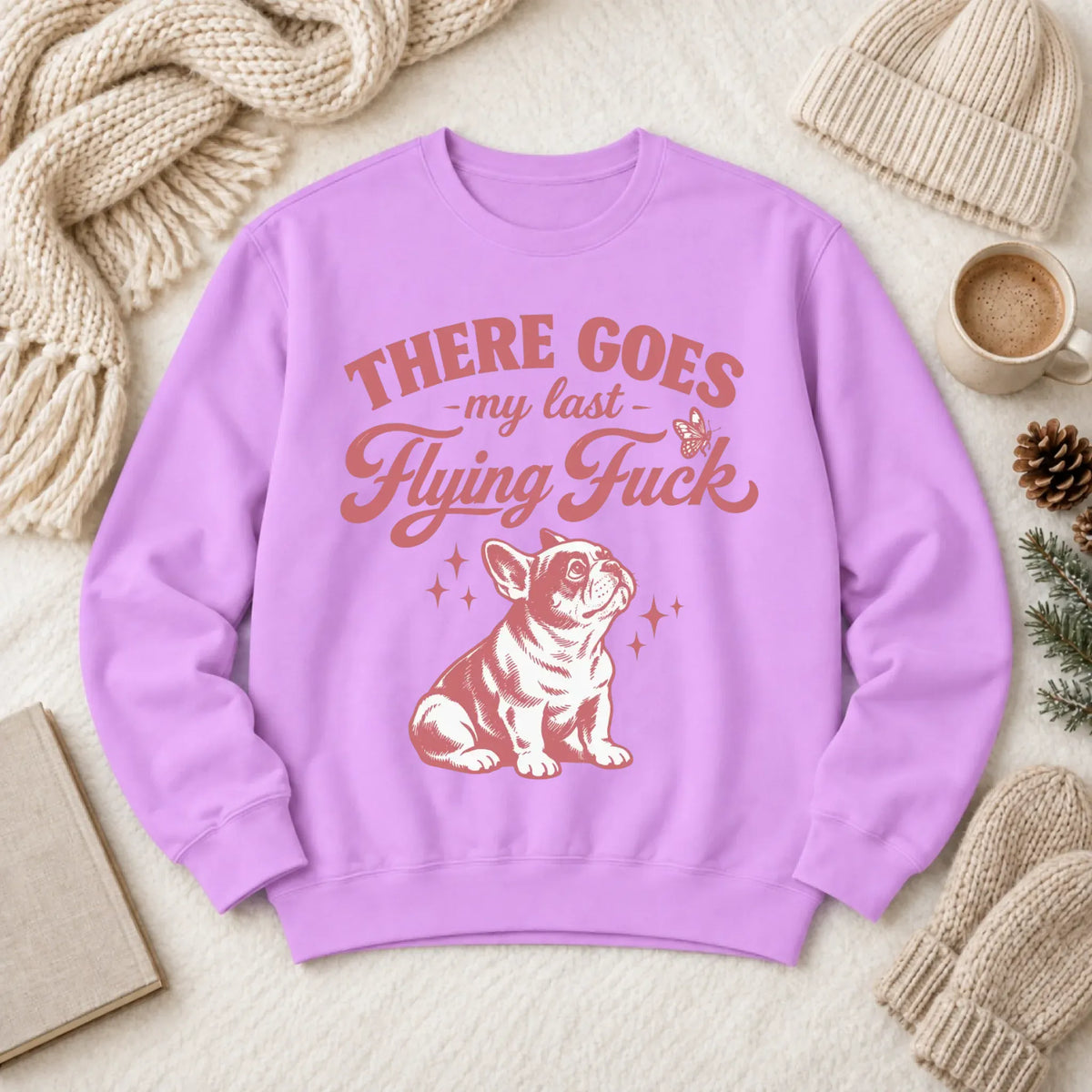 French Bulldog Last Flying Snark Unisex Sweatshirt Neon Violet