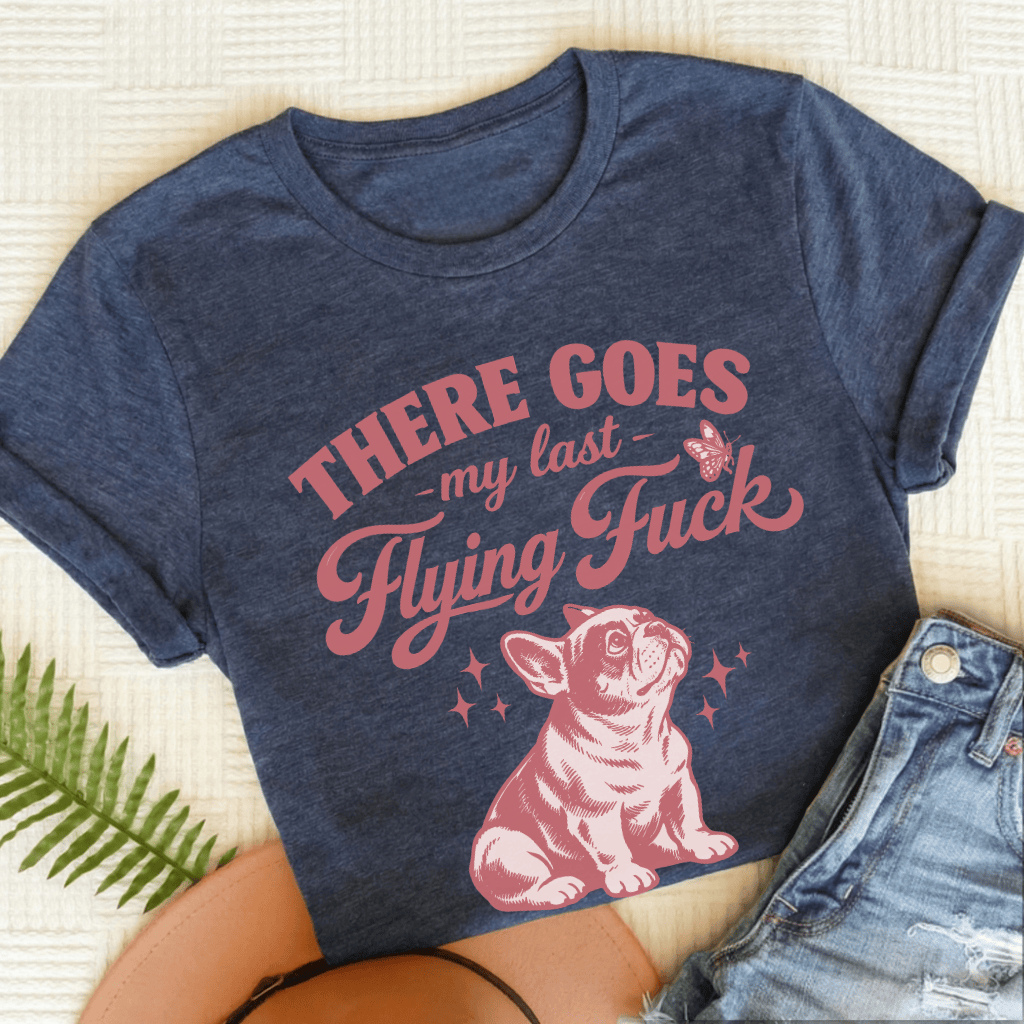 French Bulldog Last Flying Unisex TShirt Heather Navy