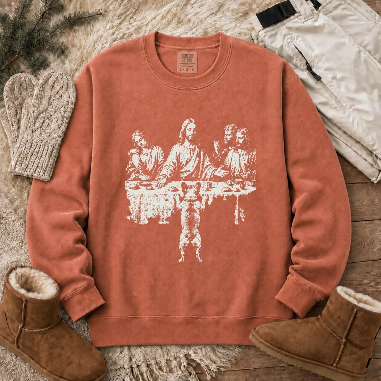 Sweatshirt Terracotta / S French Bulldog Last Supper Unisex Sweatshirt