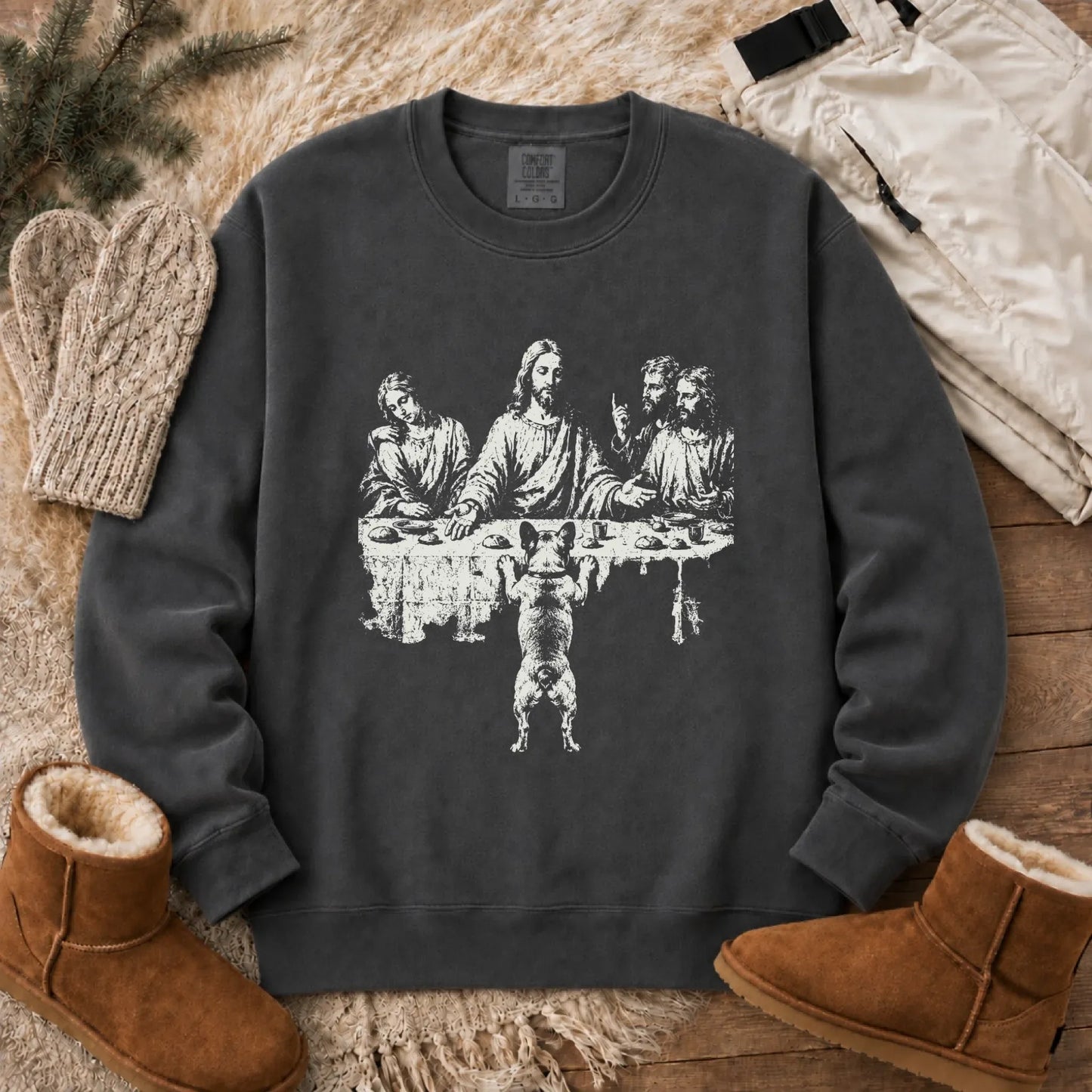 Sweatshirt Pepper / S French Bulldog Last Supper Unisex Sweatshirt