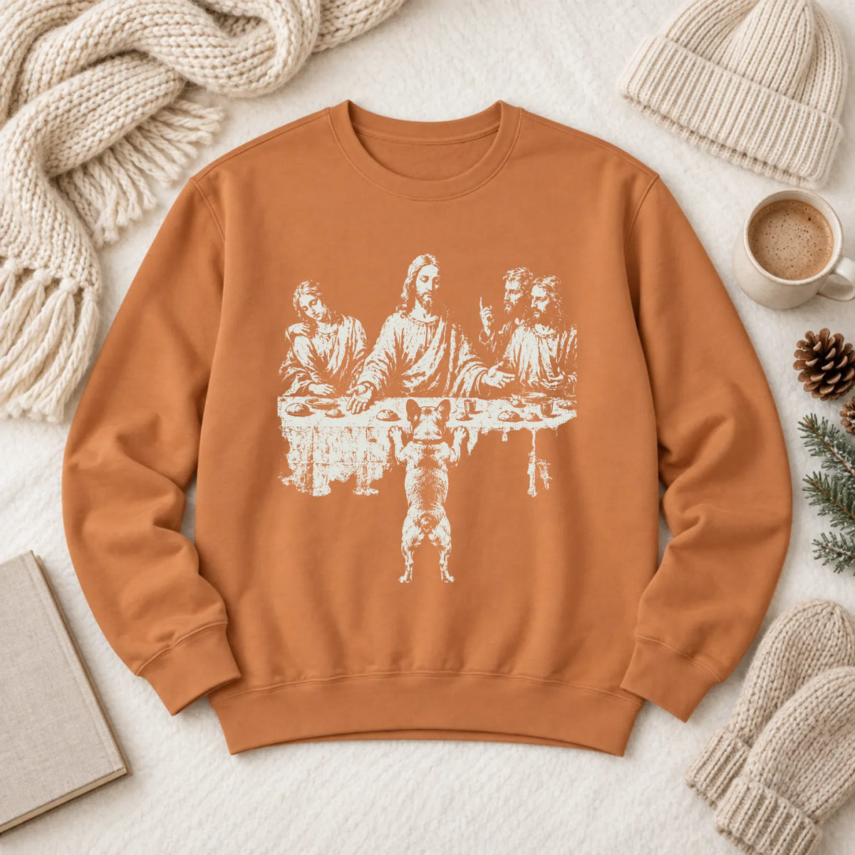 French Bulldog Last Supper Unisex Sweatshirt Yam