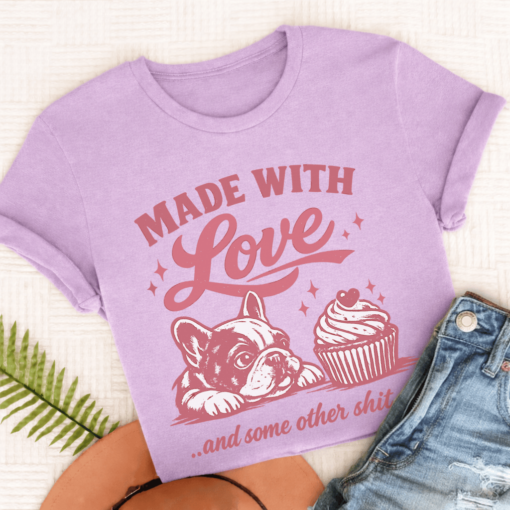 French Bulldog Made with Love Unisex TShirt Comfort Colors Orchid