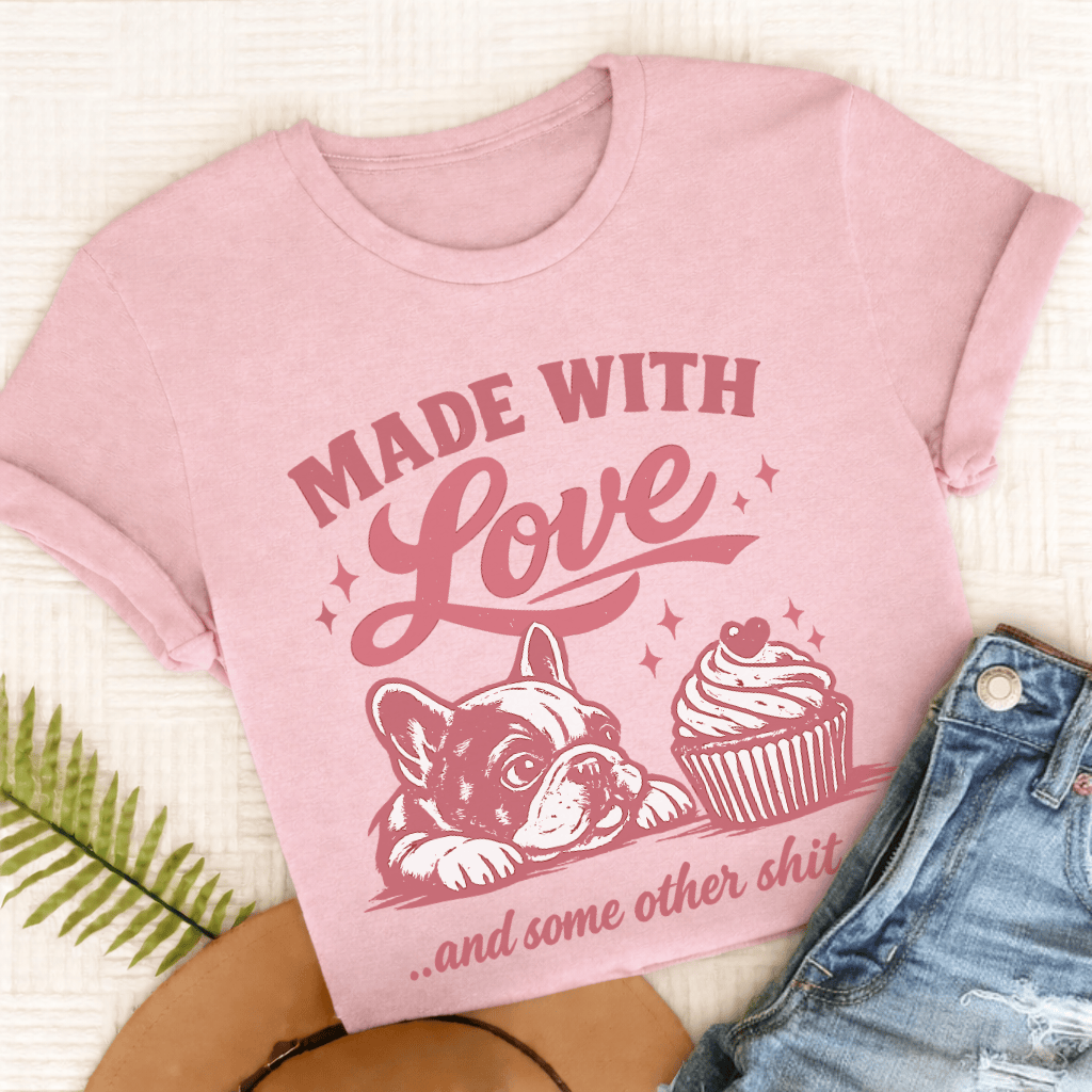 French Bulldog Made with Love Unisex TShirt Comfort Colors Blossom