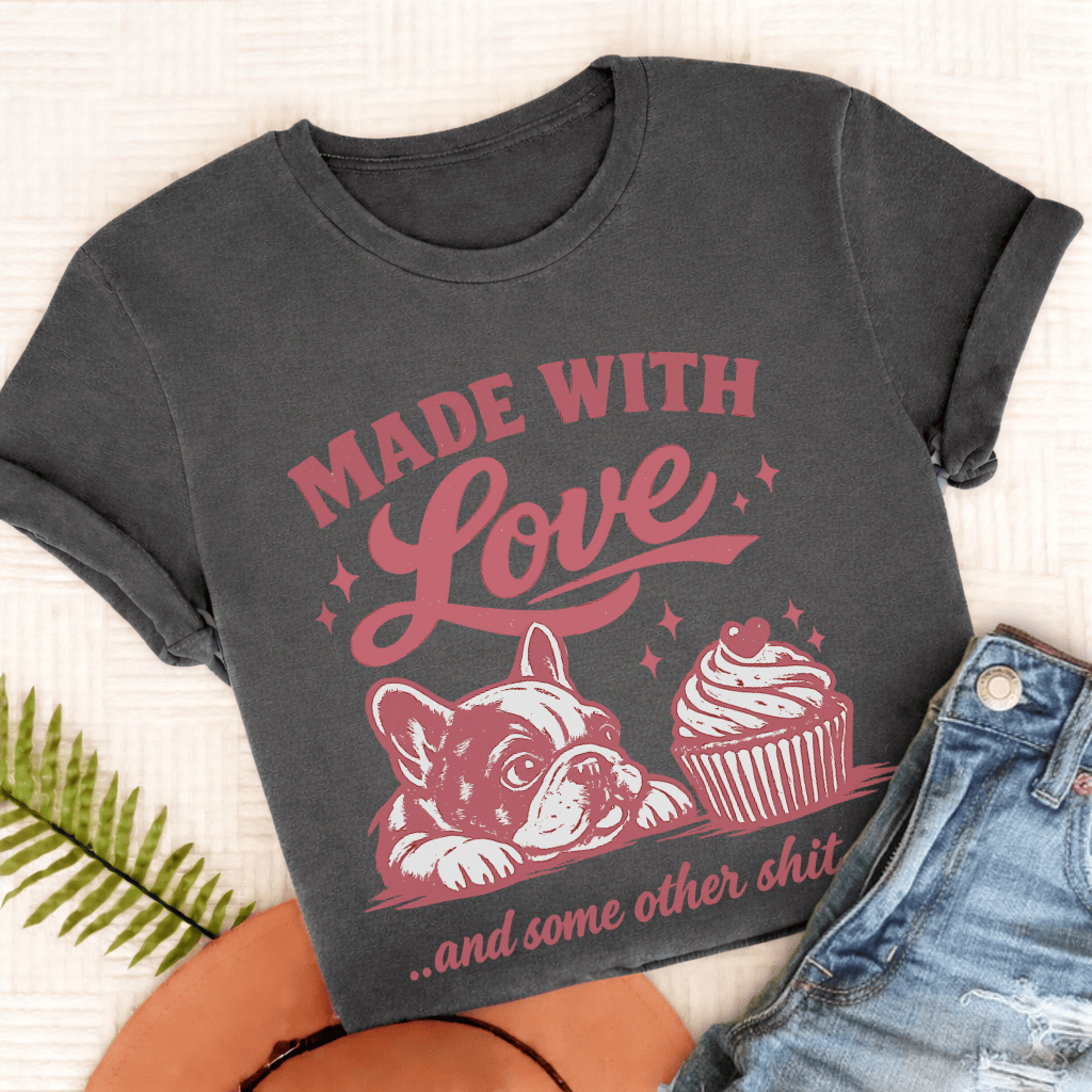 French Bulldog Made with Love Unisex TShirt Comfort Colors Pepper