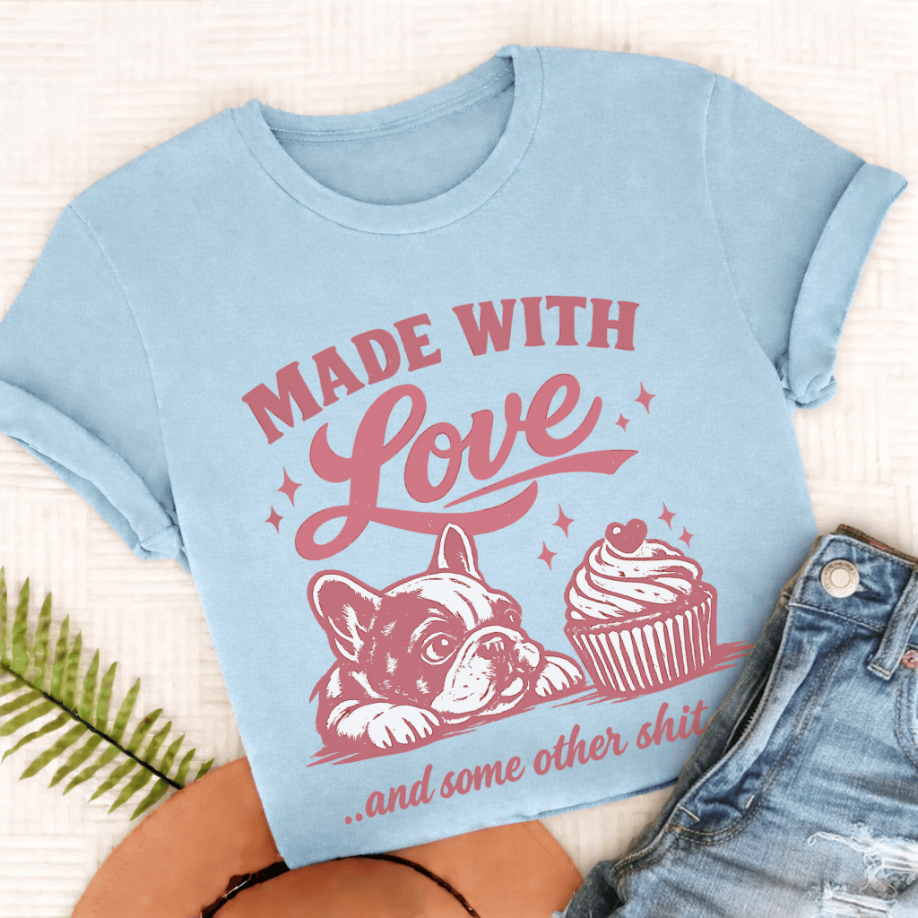 French Bulldog Made with Love Unisex TShirt Comfort Colors Chambray
