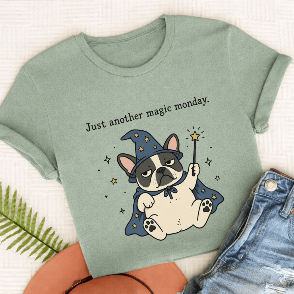French Bulldog Magic Monday Unisex TShirt Comfort Colors Bay
