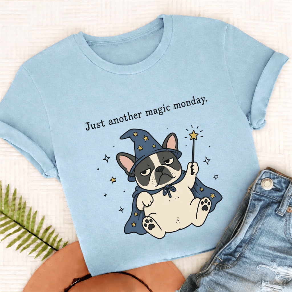 French Bulldog Magic Monday Unisex TShirt Comfort Colors Chambray