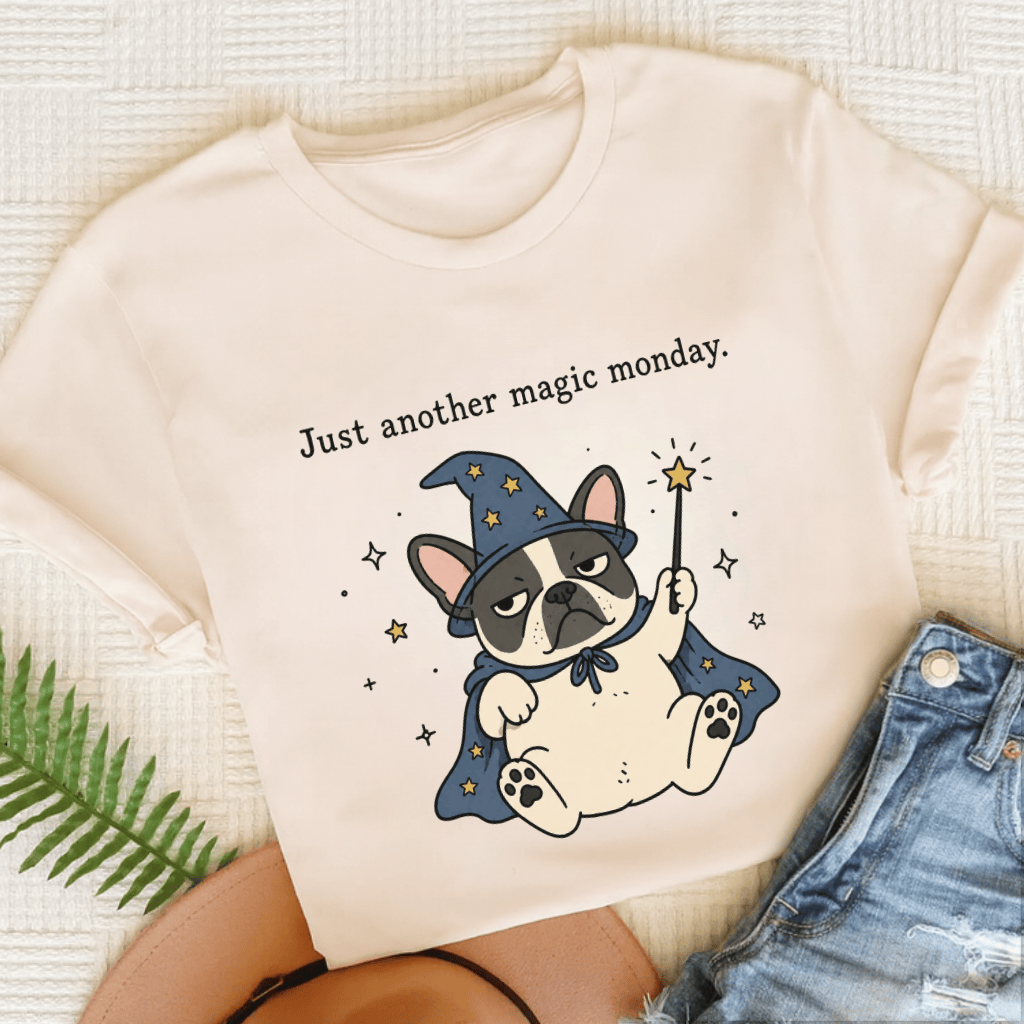 French Bulldog Magic Monday Unisex TShirt Natural