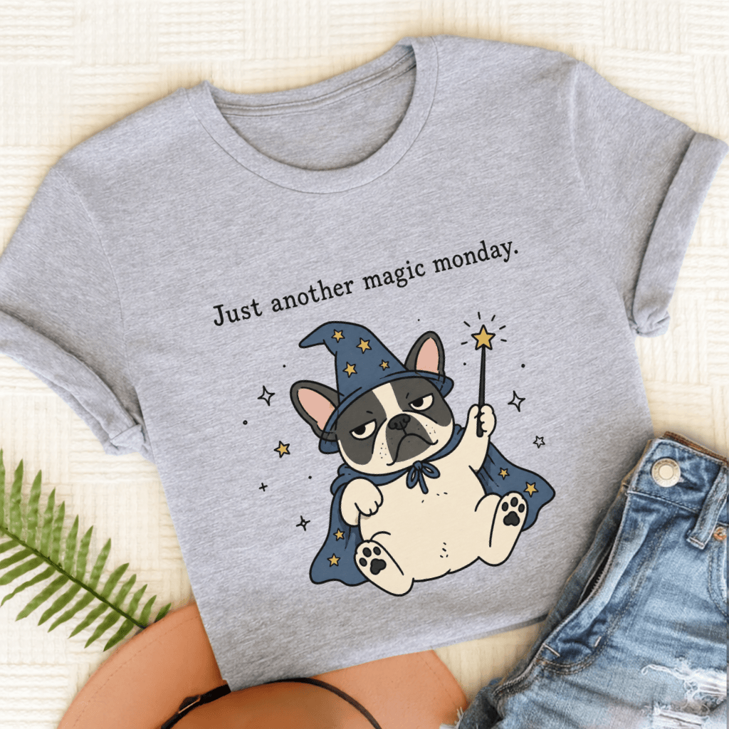 French Bulldog Magic Monday Unisex TShirt Sport Grey