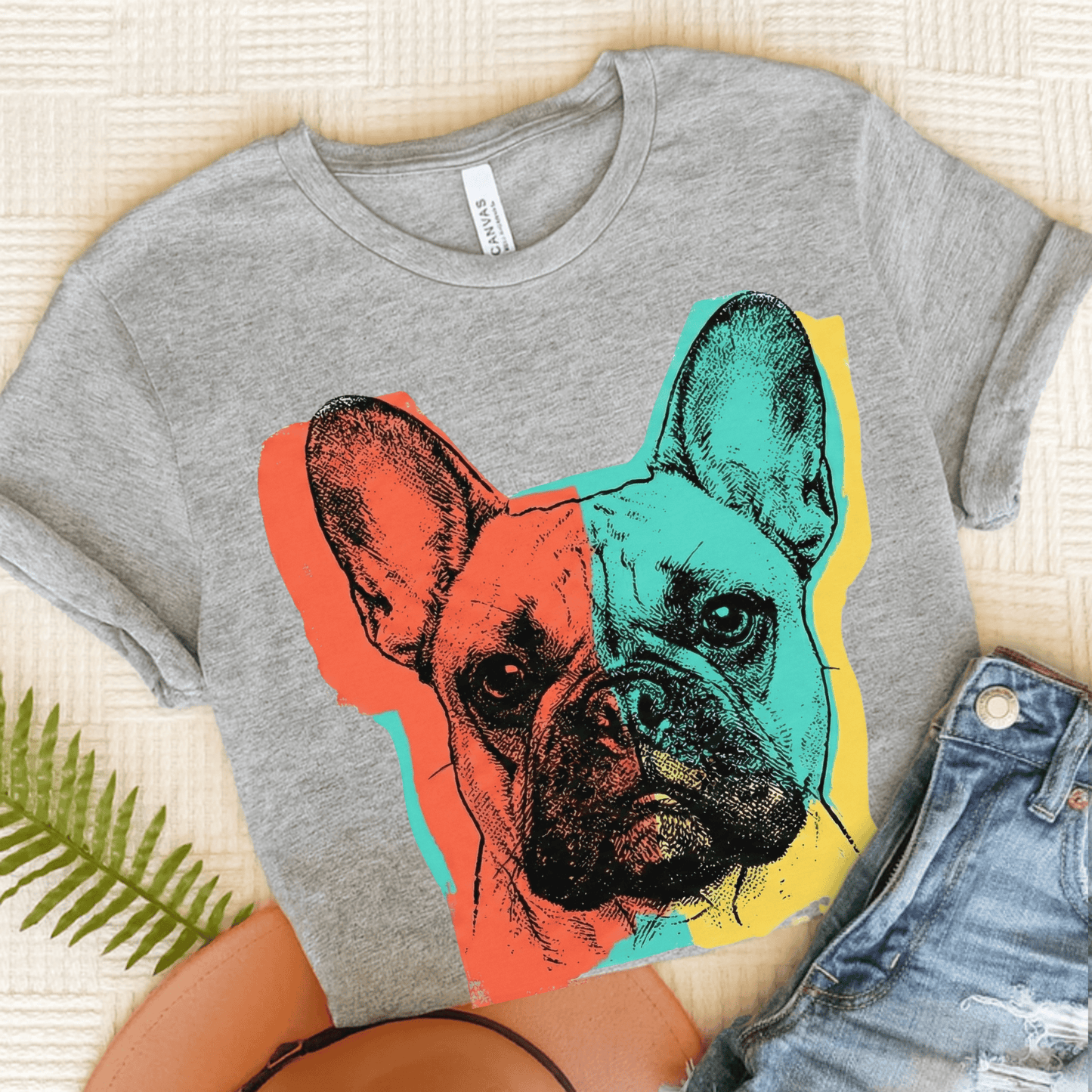 French Bulldog Modern Art Unisex TShirt Athletic Heather