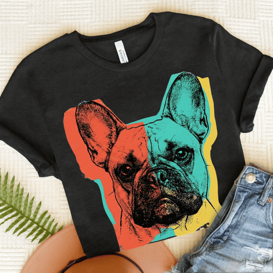 French Bulldog Modern Art Unisex TShirt Dark Grey Heather