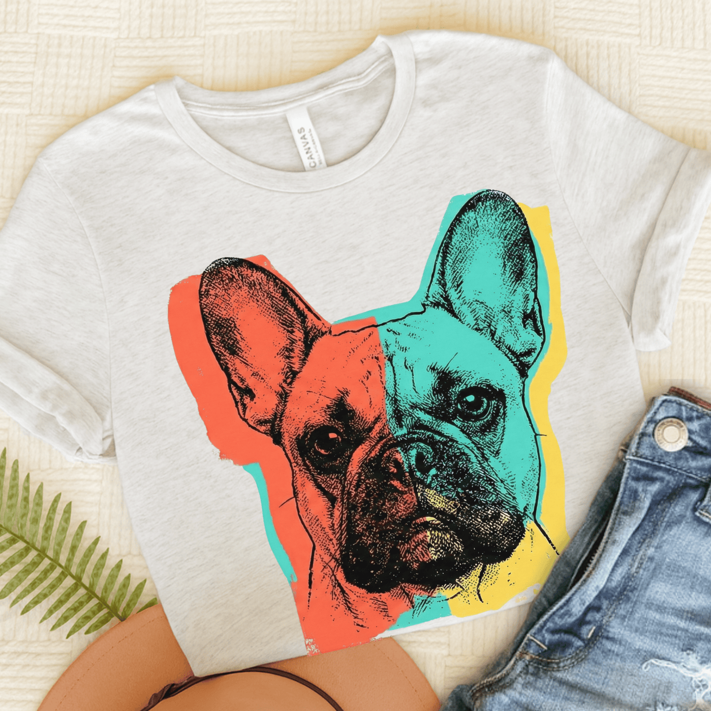 French Bulldog Modern Art Unisex TShirt Ash