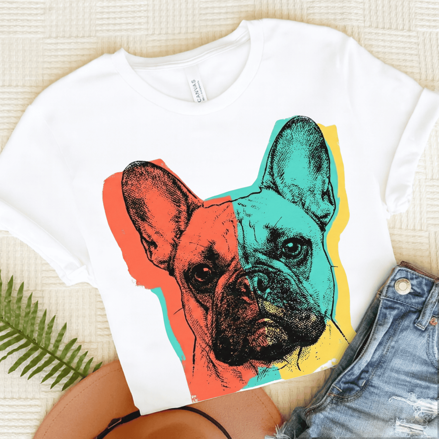 French Bulldog Modern Art Unisex TShirt White