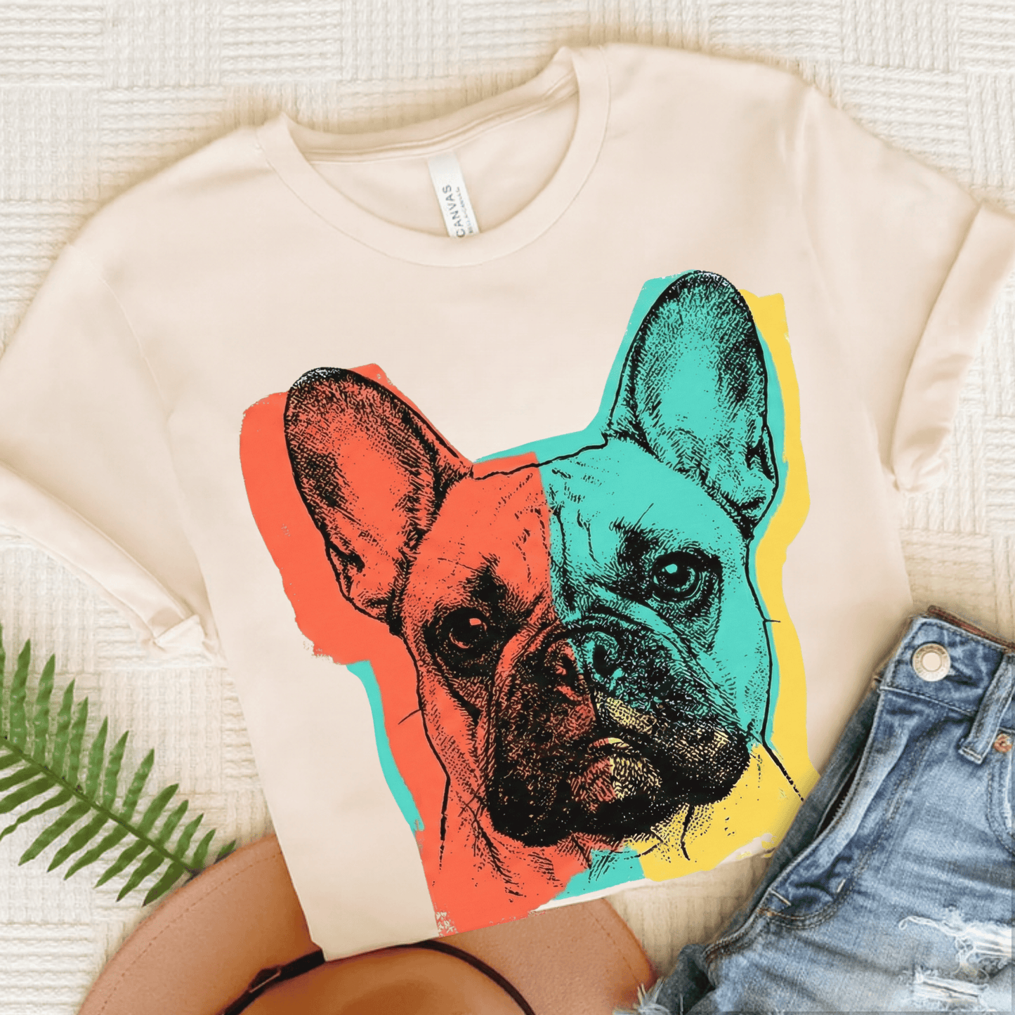 French Bulldog Modern Art Unisex TShirt Natural