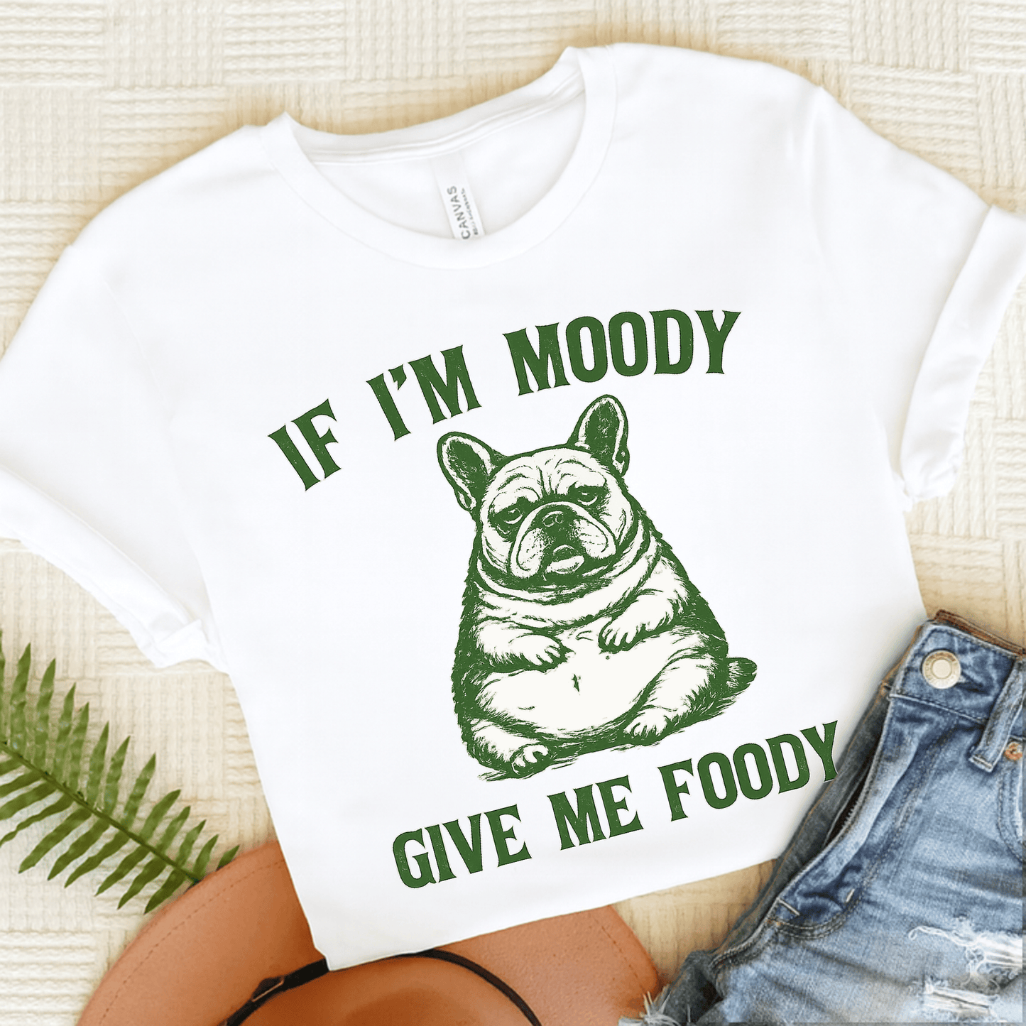 French Bulldog Moody Give Me Foody Unisex Tshirt White L