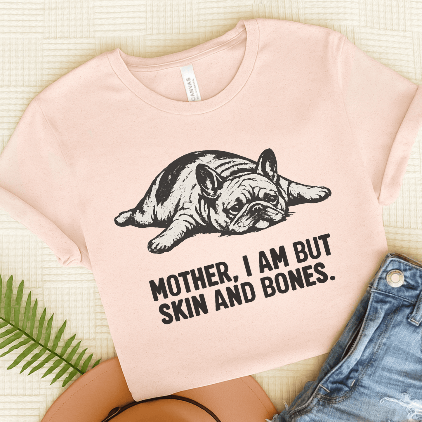 French Bulldog Mother Funny Skin Bones Unisex Tshirt Soft Pink