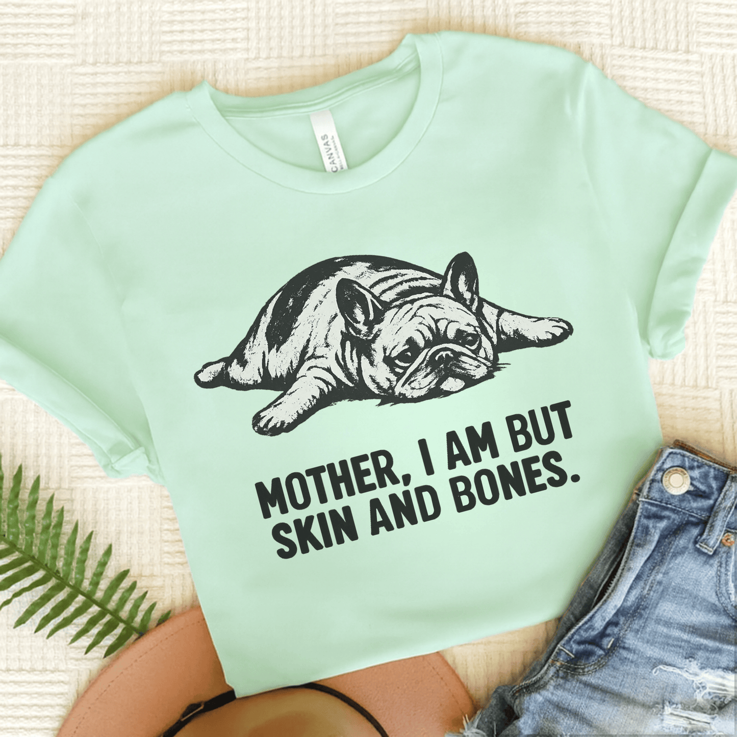 French Bulldog Mother Funny Skin Bones Unisex Tshirt Heather Mint