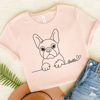 Printify T-Shirt Soft Pink / S French Bulldog Name Single Line TShirt