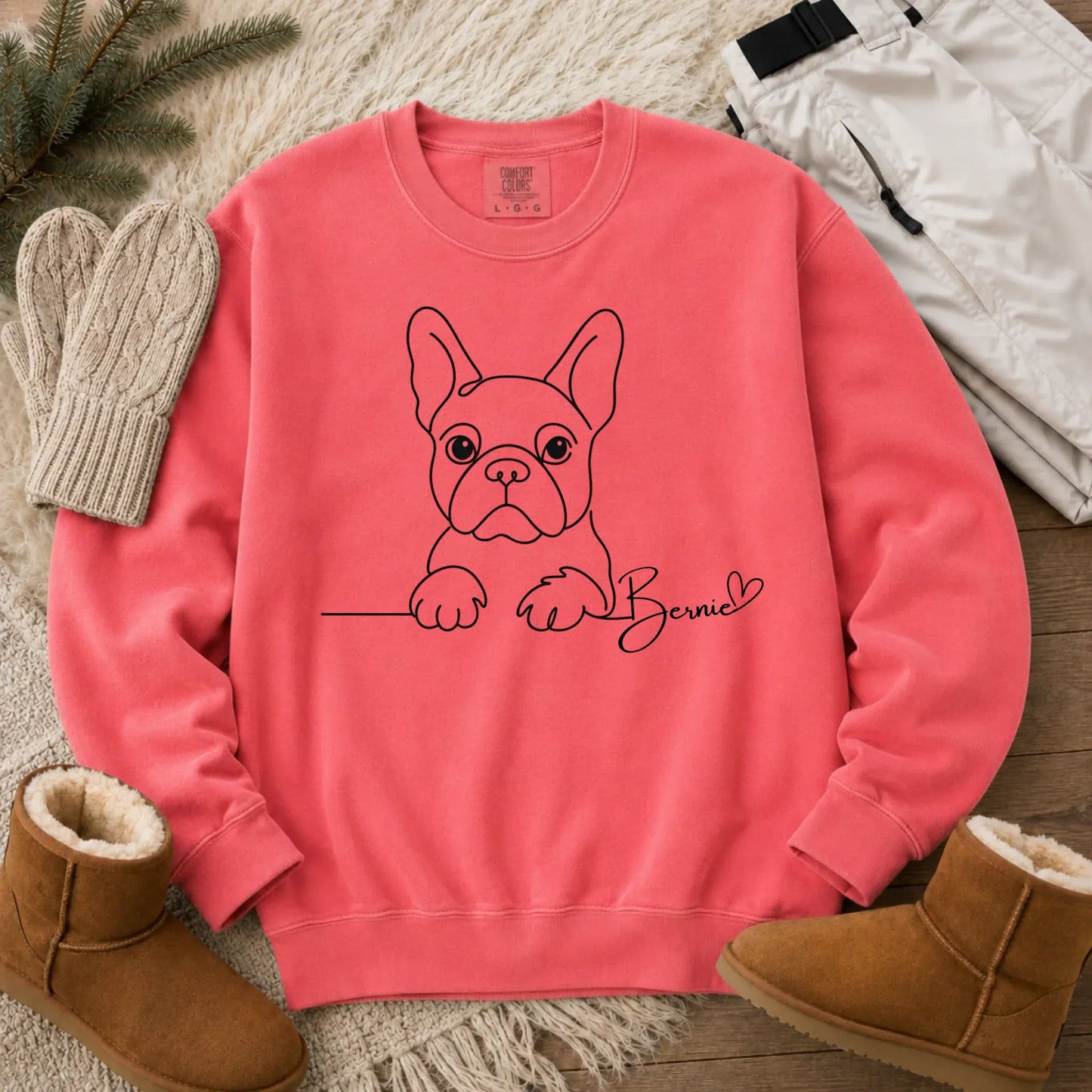 Sweatshirt Watermelon / S French Bulldog Name Single Line Unisex Sweatshirt