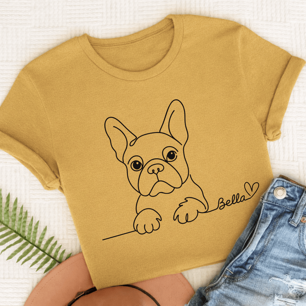 French Bulldog Name Single Line Unisex TShirt Mustard