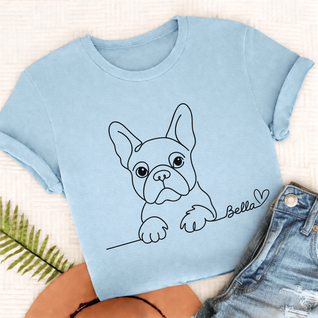 French Bulldog Name Single Line Unisex TShirt Chambray