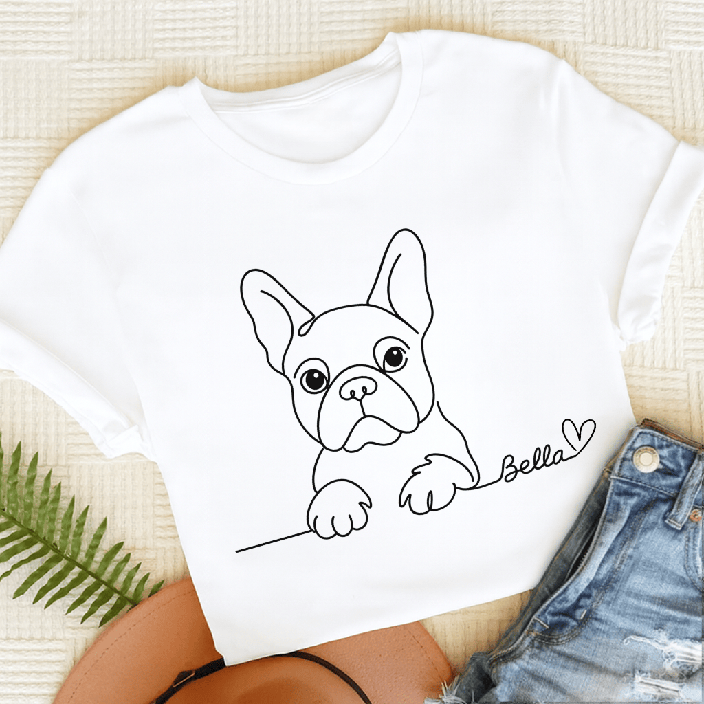 French Bulldog Name Single Line Unisex TShirt White