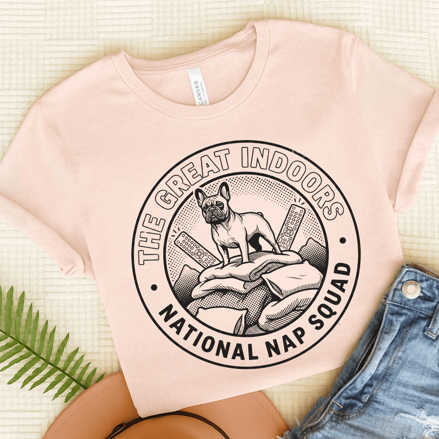 French Bulldog Nap Squad Unisex TShirt Soft Pink