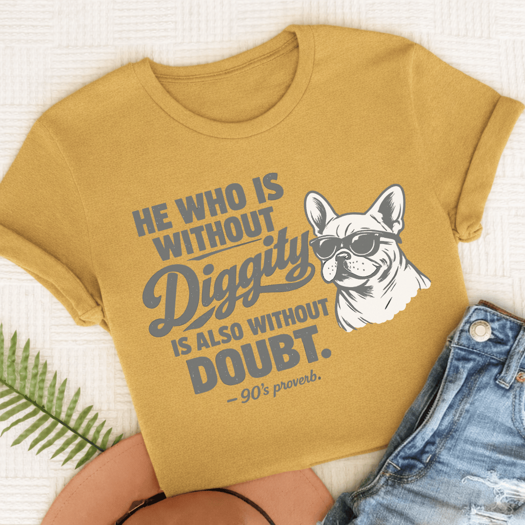 French Bulldog No Diggity Unisex TShirt Comfort Colors Mustard
