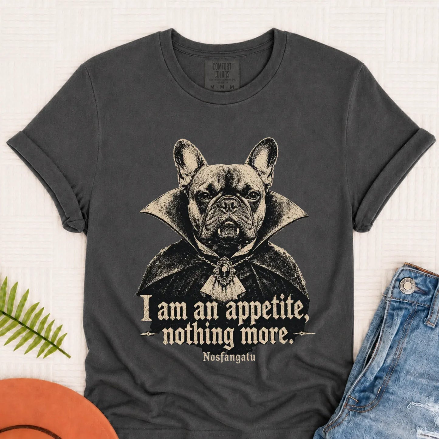 French Bulldog Nosfangatu Dracula Unisex Tshirt Pepper