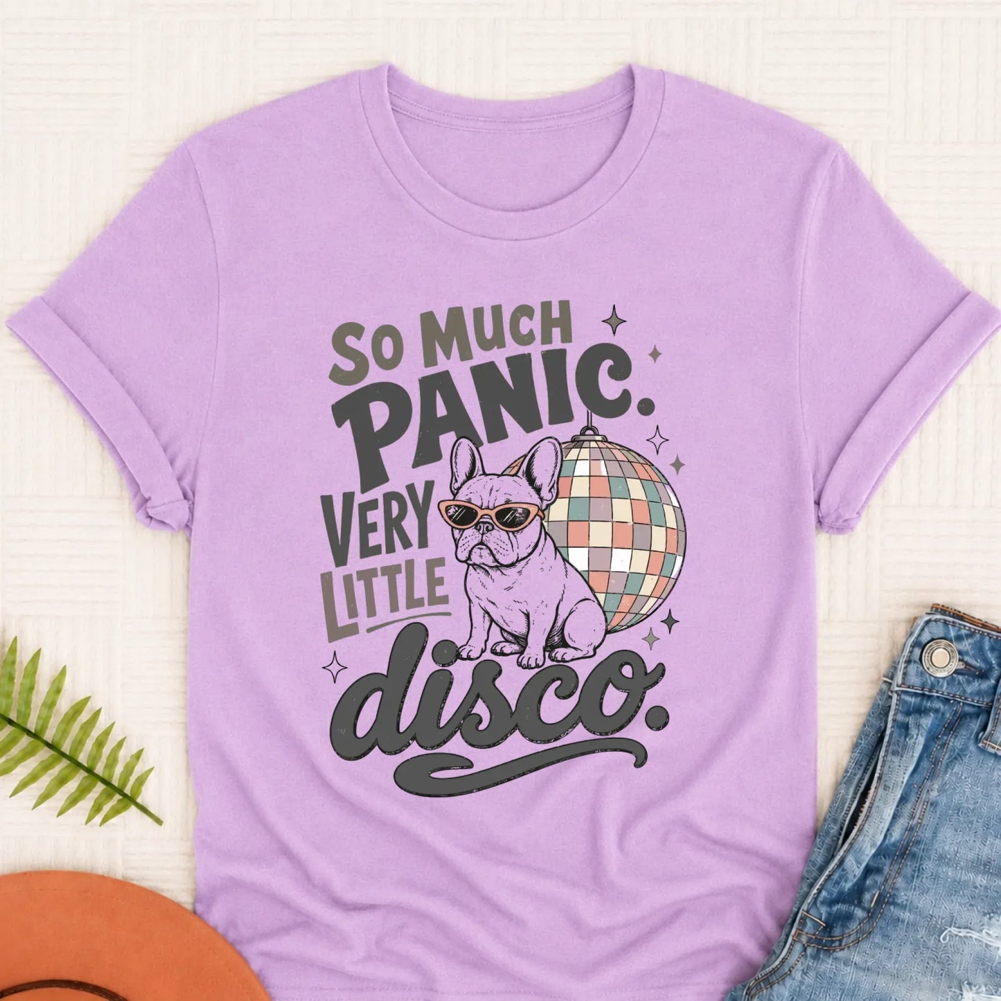French Bulldog Not Enough Disco Unisex Tshirt Orchid