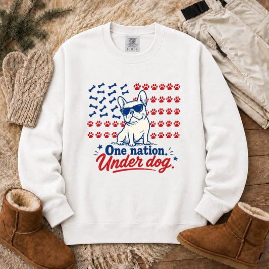 French Bulldog One Nation Unisex Sweatshirt White