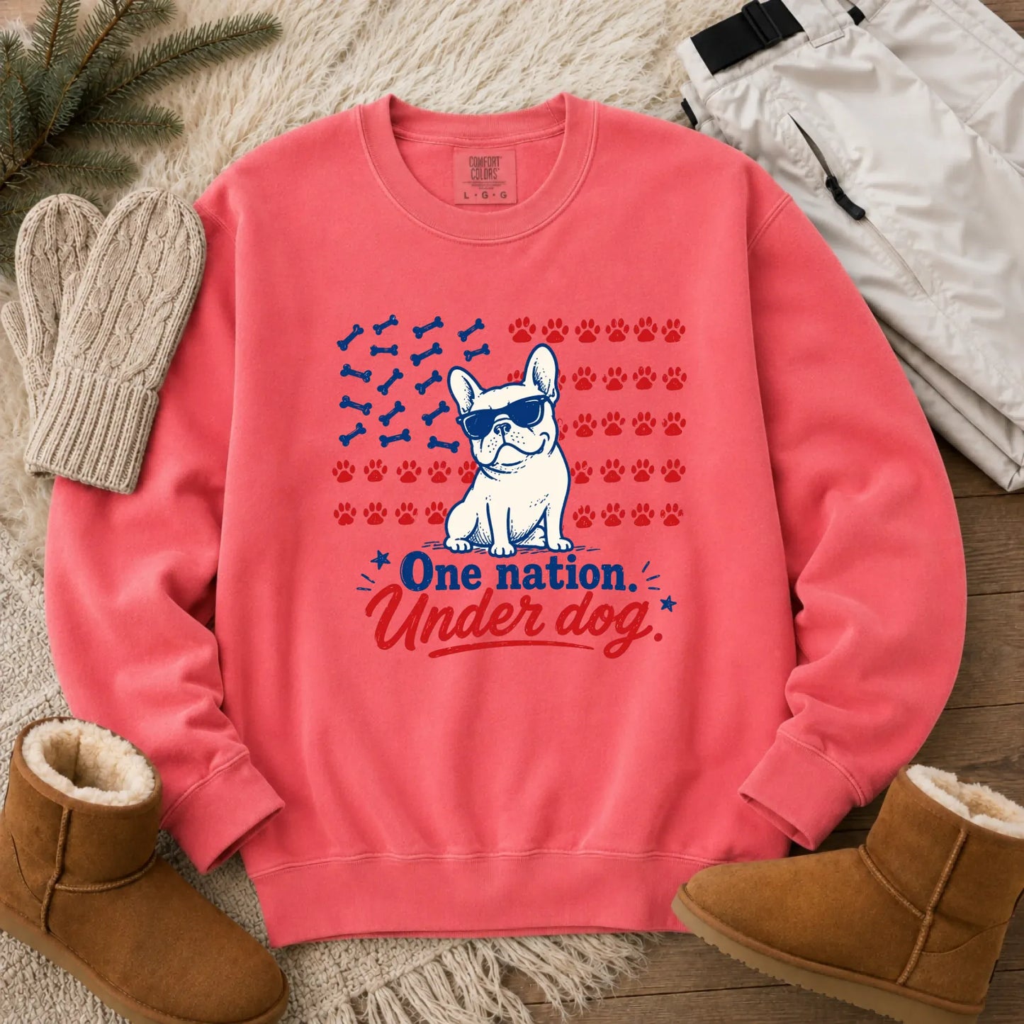 French Bulldog One Nation Unisex Sweatshirt Watermelon
