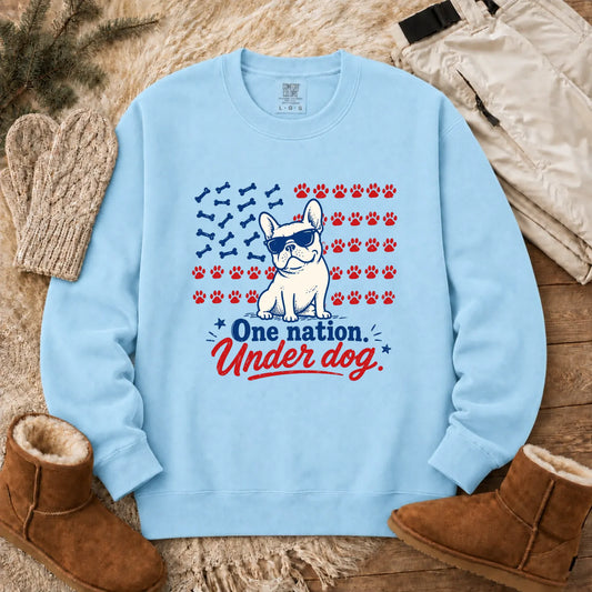 French Bulldog One Nation Unisex Sweatshirt Chambray