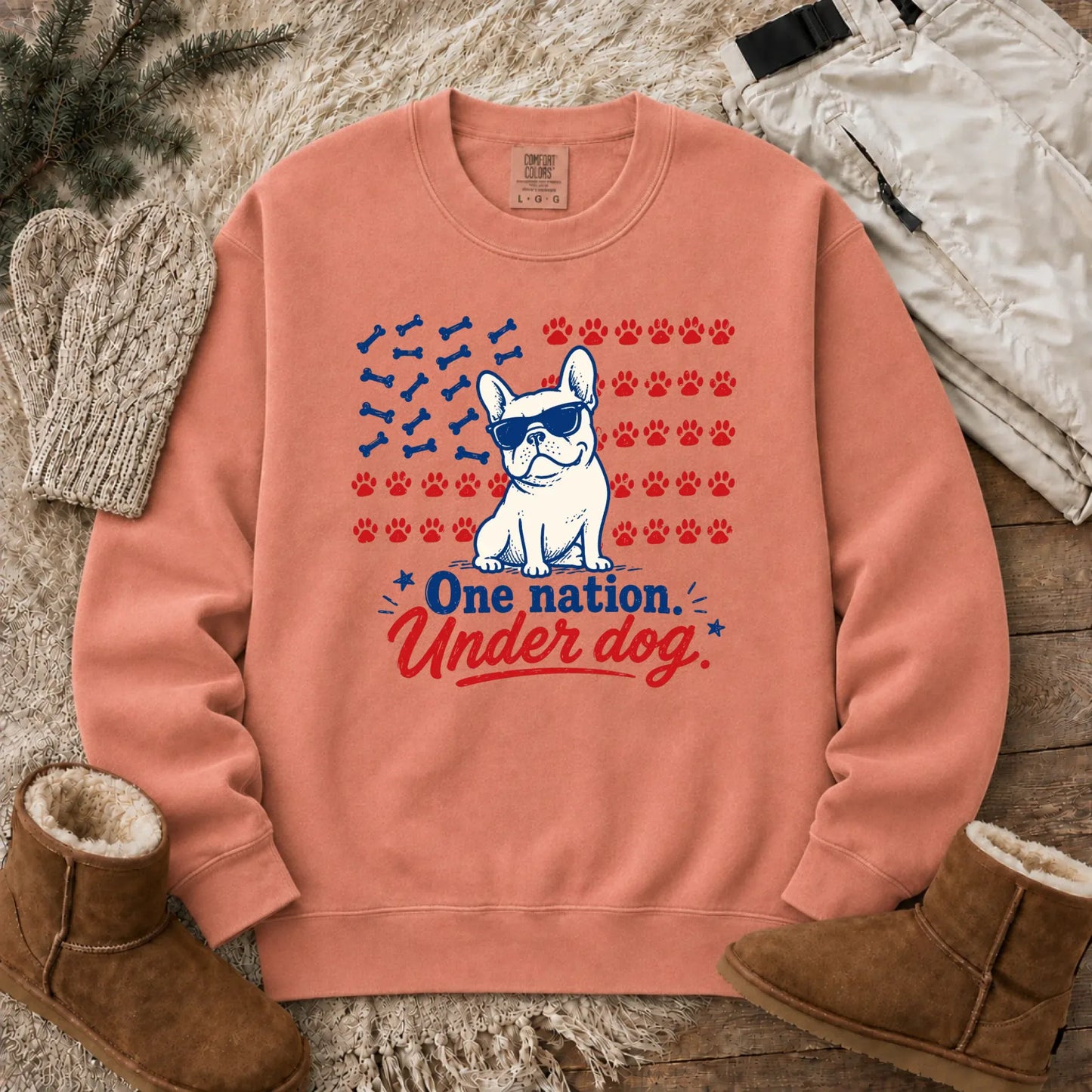French Bulldog One Nation Unisex Sweatshirt Terracotta
