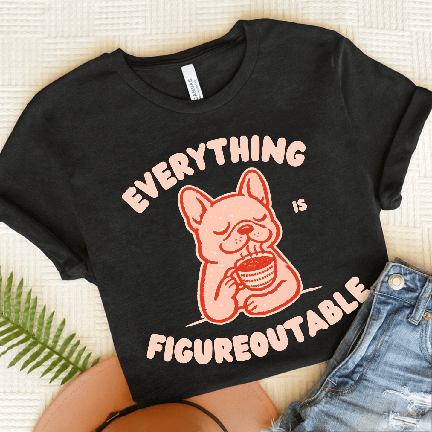 French Bulldog Optimistic Problems Unisex TShirt Dark Grey Heather
