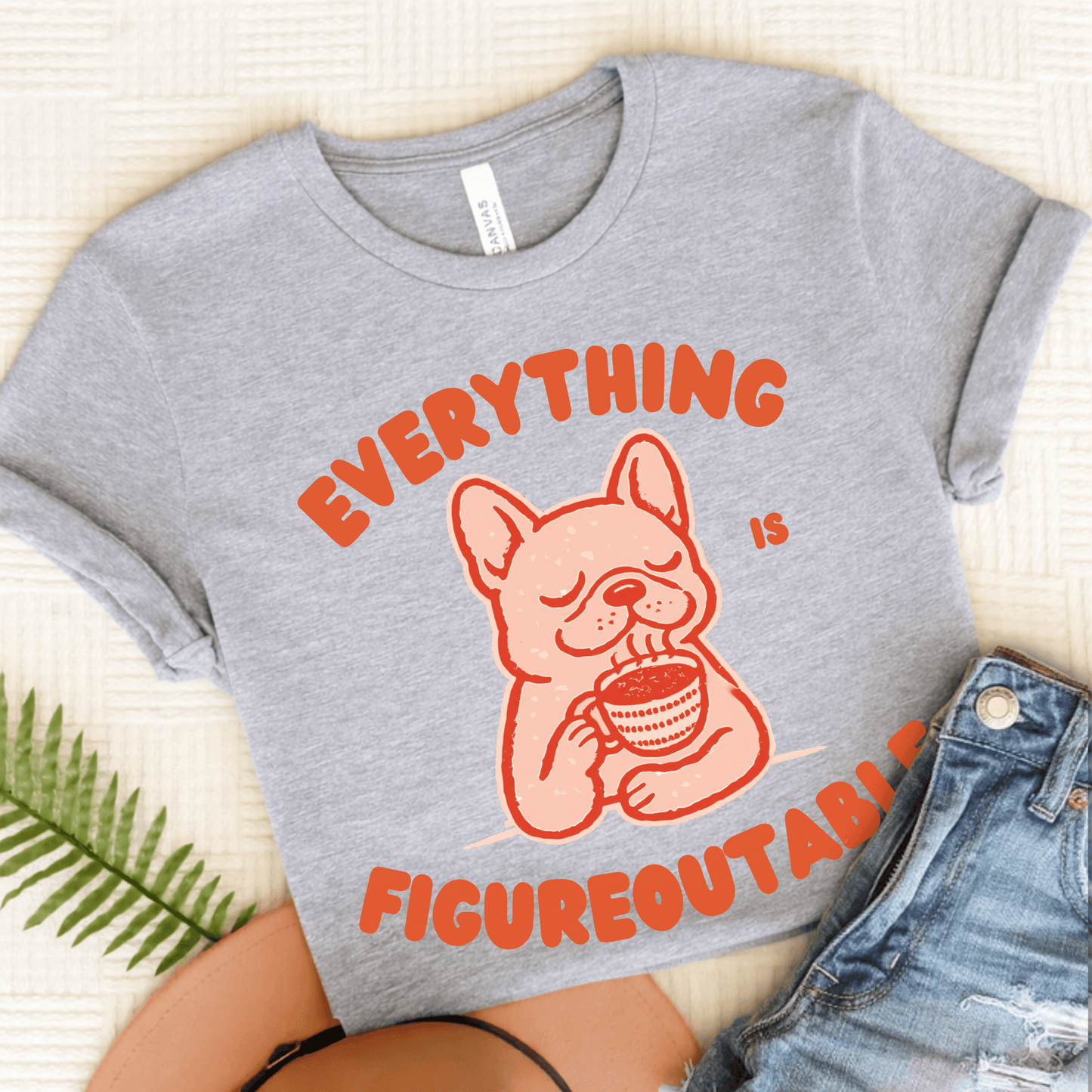 French Bulldog Optimistic Problems Unisex TShirt Athletic Heather