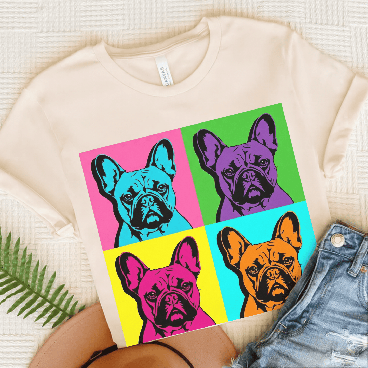 French Bulldog Pop Art Andy Unisex TShirt Natural