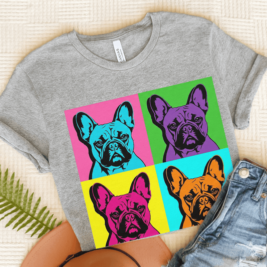 French Bulldog Pop Art Andy Unisex TShirt Athletic Heather