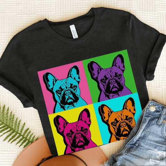 French Bulldog Pop Art Andy Unisex TShirt Dark Grey Heather