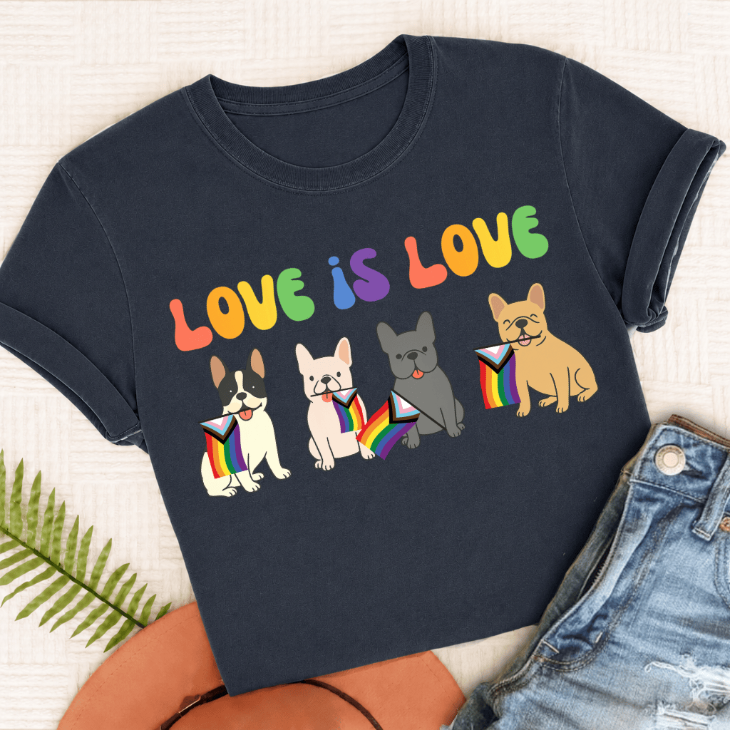 French Bulldog Pride LGBTQ Unisex TShirt True Navy