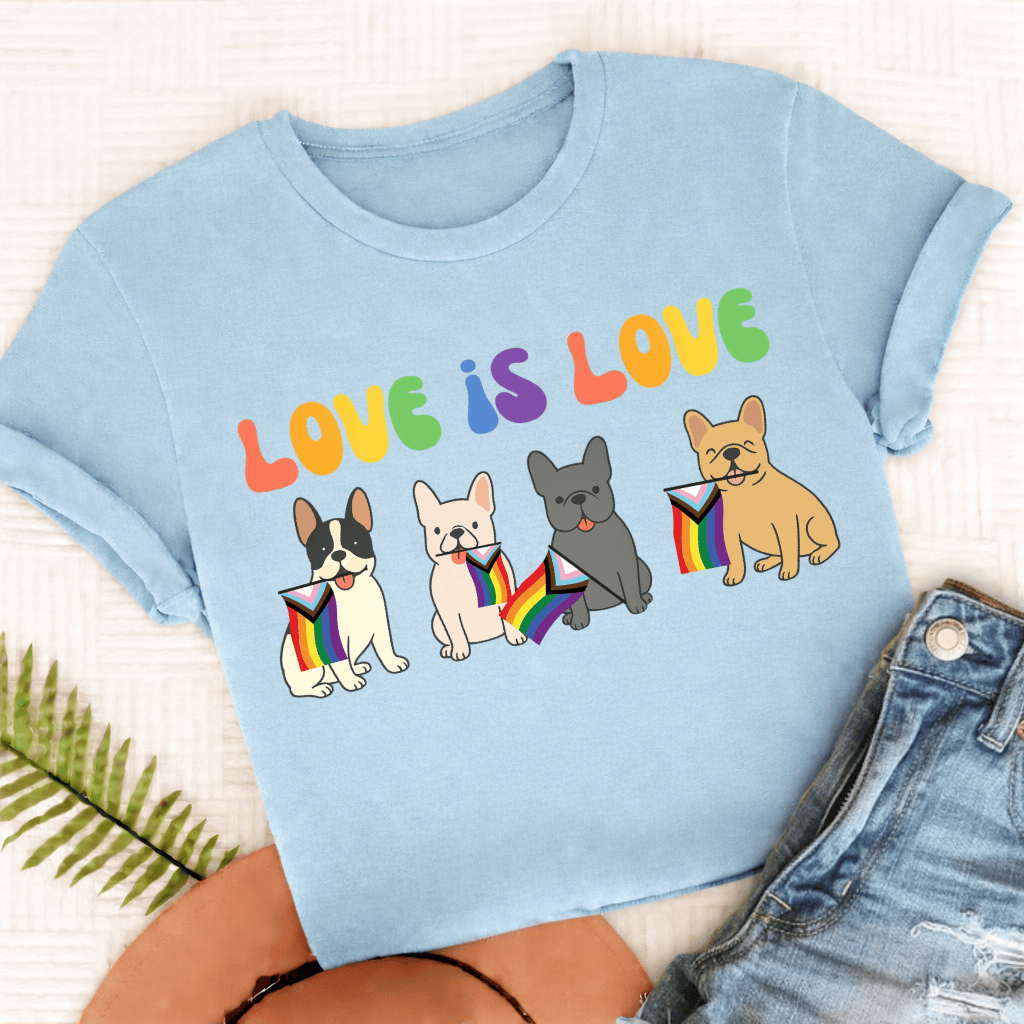 French Bulldog Pride LGBTQ Unisex TShirt Chambray
