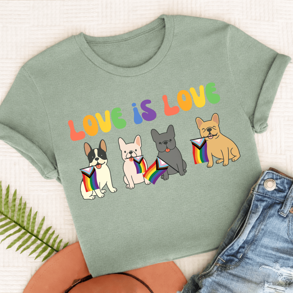 French Bulldog Pride LGBTQ Unisex TShirt Bay