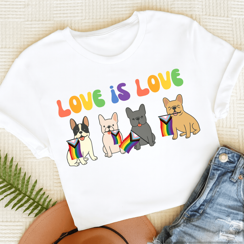 French Bulldog Pride LGBTQ Unisex TShirt White