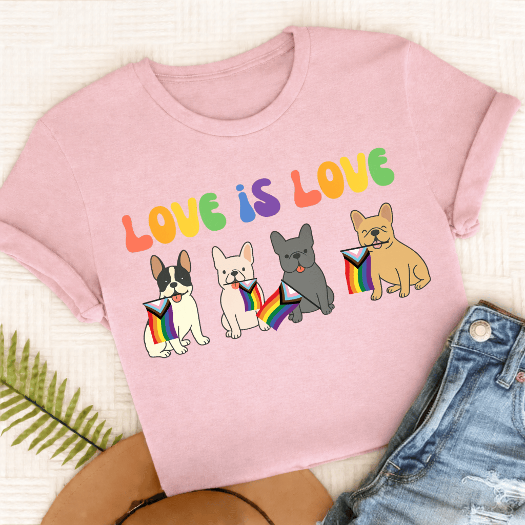 French Bulldog Pride LGBTQ Unisex TShirt Blossom