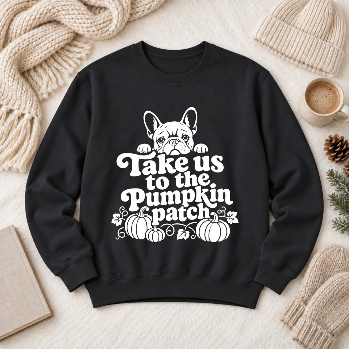 French Bulldog Pumpkin Patch Unisex Sweatshirt Black
