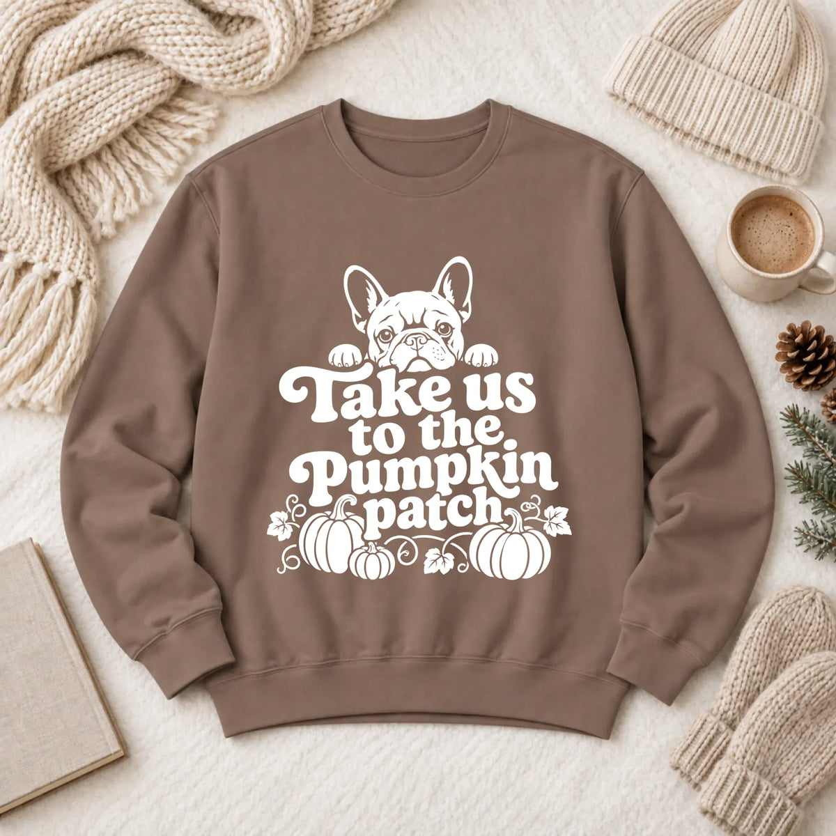 French Bulldog Pumpkin Patch Unisex Sweatshirt Espresso
